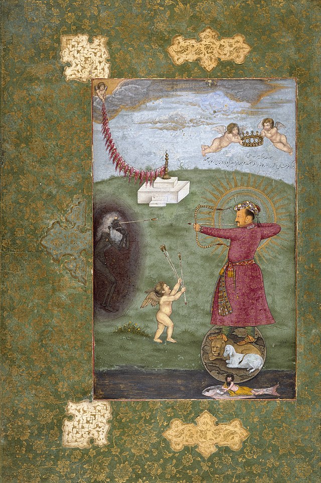 Abu'l Hasan, Jahangir Standing on a Globe Shooting Poverty, around 1625, Los Angeles County Museum of Art, Photo Courtesy: Wikimedia
