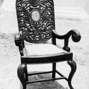 Chair, Raia, Goa India, ca 1800-1899 CE,  Black rosewood, American Institute of Indian Studies, 8083