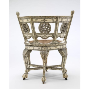 Burgomaster chair, Vishakhapatnam, Andhra Pradesh, India, ca 1760-1770, haldu and ivory, 88x47x77.4cm, V&A Collection, IS.25-1970
