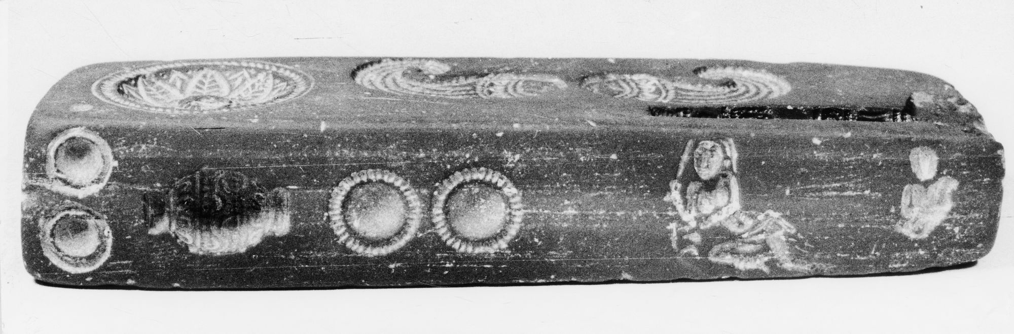 Carved rectangular mold, Paithan, Maharashtra, India, ca. 1st-3rd century, Haematite, H. 13.5 x L. 4.0 x B. 2.3 cm., #100017.