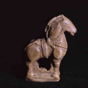 Back. Caparisoned Horse Standing on a Pedestal, Ter, Osmanabad, Maharashtra, India, ca. 100-299 CE, Kaolin clay, double mold, #11240.