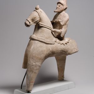 Terracotta Statuette of a Horse and Rider, Cypriot, 5th-4th century BCE, Terracotta, H. 38.1 cm., Metropolitan Museum of Art, #71.51.1664.