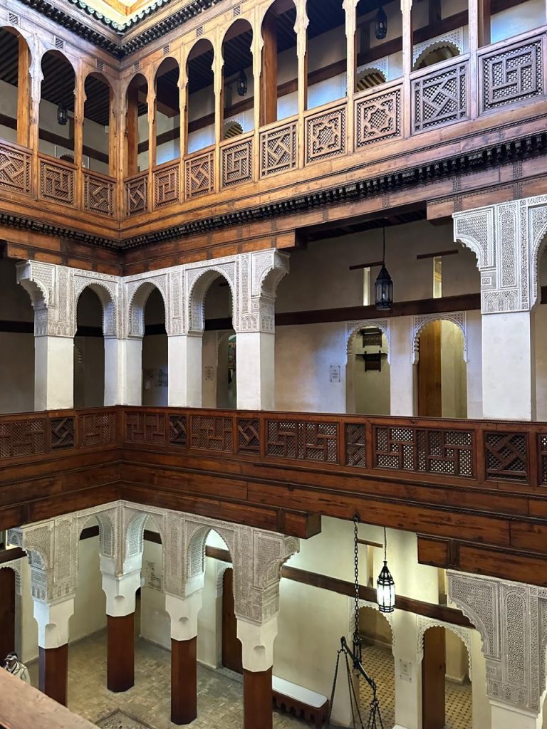 Fondouk el-Nejjarine, Fes, Morocco 
1711 CE, Structural;  Stucco, Tilework, Cedar, Photo Credit: Gandhi, Stuti, December, 2023