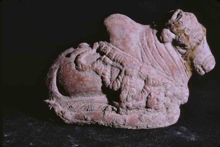 Nandi, Ter, Osmanabad, Maharashtra, India, ca. 100-299 CE, Red Terracotta, Ht. 6.04 cm., #11245.